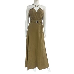 Fashion Nova Maxi Dress Womens M Brown Strappy Belted Sleeveless NWT
